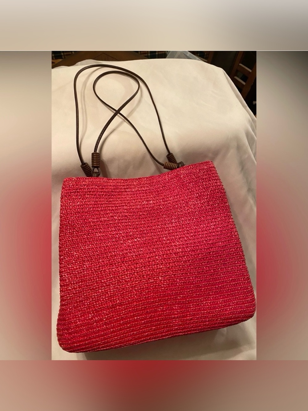 Wheat Straw Tote Bag Summer Hot Pink!